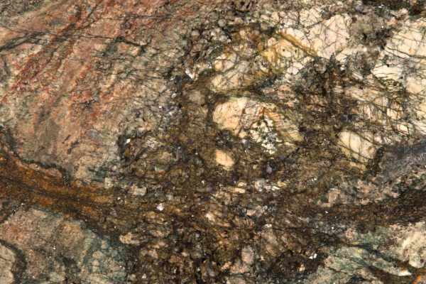 Azurite Granite countertop showcasing deep blues, greens, browns, and gold veins