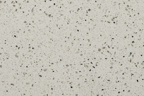 Bianco Pepper Quartz countertop with white background and black speckled pattern