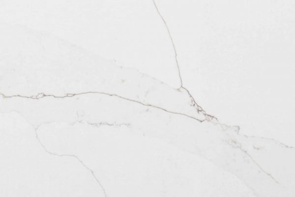 Calacatta Abezzo Quartz countertop featuring white background with elegant grey veining