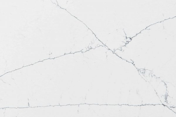 Calacatta Montage Quartz countertop featuring crisp white background and intricate grey veins