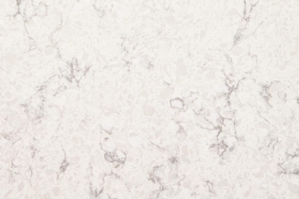 Mara Blanca Quartz countertop featuring elegant white background with intricate soft grey veins