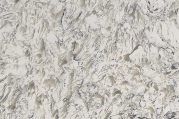 Montclair White Quartz countertop featuring creamy white with dramatic grey accents
