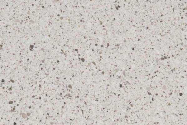 Peppercorn White Quartz countertop featuring white with grey and black speckles
