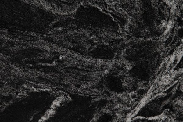 Silver Waves Granite countertop featuring dramatic waves of black, grey, and silver