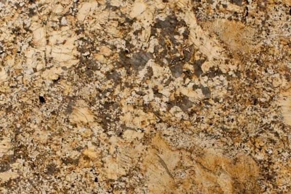 Solarius Granite countertop featuring vibrant gold tones with rich brown and grey accents