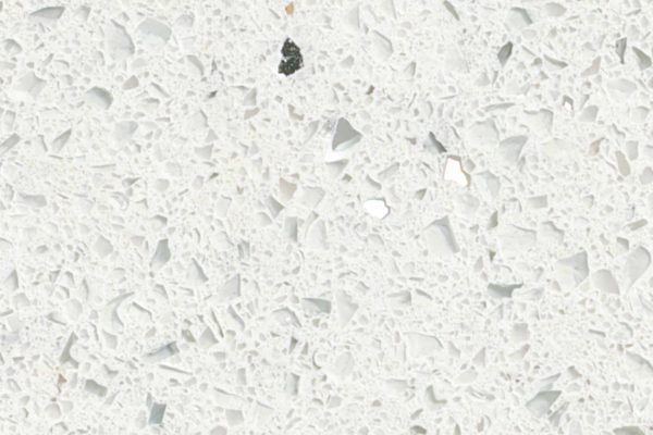 Sparkling White Quartz countertop featuring pristine white surface with reflective glittering flecks